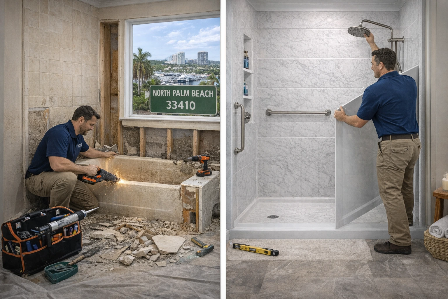 Bathtub Removal and Shower Installation in North Palm Beach 33410