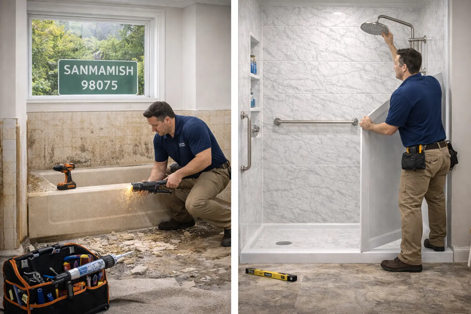 Convert Bathtub to Walk-In Shower in Sammamish 98075